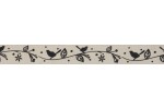 Bowtique Natural Cotton Ribbon - 15mm wide - Bird Garland - Black (5m reel)