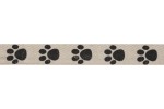 Bowtique Natural Cotton Ribbon - 15mm wide - Paw Prints - Black (5m reel)