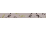 Bowtique Satin Ribbon - 15mm wide - Bird Print - Natural (5m reel)