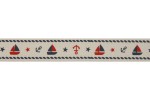 Bowtique Natural Cotton Ribbon - 20mm wide - Nautical - Red / Navy (5m reel)
