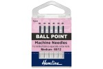 Hemline Machine Needles, Ball Point, Size 80/12, Medium (pack of 6)