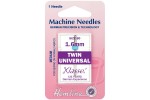 Hemline Machine Needles, Universal Twin, Size 80/12, 1.6mm, Medium (pack of 1)