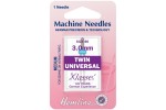 Hemline Machine Needles, Universal Twin, Size 80/12, 3mm, Medium (pack of 1)