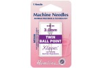 Hemline Machine Needles, Ball Point Twin, Size 80/12, 3mm, Medium (pack of 1)
