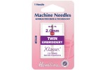Hemline Machine Needles, Embroidery Twin, Size 75/11, 2mm, Medium (pack of 1)