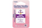 Hemline Machine Needles, Metalfil Twin, Size 80/12, 2mm, Medium (pack of 1)