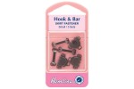Hook & Bar, Skirt / Trouser Fasteners, Small, Black Metal (3 sets)