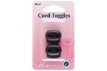 Cord Toggles, 6mm, Adjustable, Black (pack of 2)