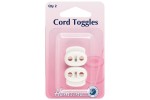 Cord Toggles, 6mm, Adjustable, White (pack of 2)