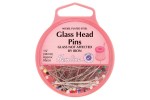 Hemline Glass Head Pins, 34mm, Assorted Colours (pack of 95)