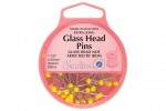 Hemline Glass Head Pins, 45mm, Yellow (pack of 60)