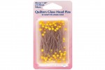 Hemline Glass Head Pins, 45mm, Yellow (pack of 100)