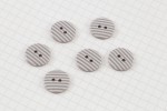 Round Buttons, Grey/White Stripe, 15mm (pack of 6)