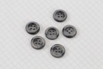 Round Pearlescent Buttons, Rimmed, Smoky Grey, 15mm (pack of 6)