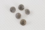 Round Patterned Buttons, Silver, 15mm (pack of 5)
