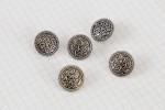 Round Patterned Buttons, Silver, 17.5mm (pack of 5)