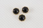 Round Domed Gold Rim Buttons, Black, 17.5mm (pack of 3)