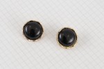 Round Domed Gold Rim Buttons, Black, 21.25mm (pack of 2)