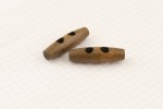 Hemline Toggles, Brown, 2 Hole, Wooden, 40mm (pack of 2)