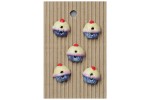 Handmade Mini Cupcake Buttons, Blue/Cream, 15mm (pack of 5)