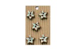 Handmade Star Flower Shape Glazed Buttons, Blue, 20mm (pack of 5)