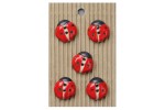 Handmade Ladybird Buttons, Red, 17mm (pack of 5)