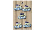 Handmade Tug Boat Buttons, Blue, 25mm (pack of 5)