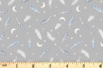 Lewis and Irene - Enchanted - Feathers and Stars - Grey with Silver Metallic (A545.2)