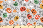 Lewis and Irene - Castle Spooky - Spooky Pumpkins - Light Grey with Glow in the Dark (A574.1)