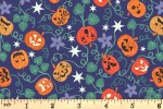 Lewis and Irene - Castle Spooky - Spooky Pumpkins - Blue with Glow in the Dark (A574.2)