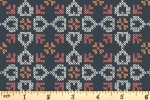 Lewis and Irene - Folk Floral - Cross Stitch Hearts - Navy Blue (A669.3)
