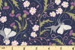 Lewis and Irene - Celtic Faeries - Faerie Floral - Navy Blue with Silver Metallic (A731.3)