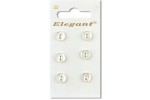 Sirdar Elegant Round 2 Hole Fisheye Plastic Buttons, Pearlescent White, 9mm (pack of 6)
