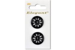 Sirdar Elegant Round 2 Hole Petal Cut-Out Plastic Buttons, Black, 22mm (pack of 2)