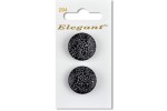 Sirdar Elegant Round Shanked Scroll Design Plastic Buttons, Black/Silver, 22mm (pack of 2)