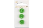 Sirdar Elegant Round 2 Hole Patterened Plastic Buttons, Green, 16mm (pack of 3)