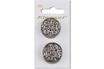 Sirdar Elegant Round Shanked Silver Metal Crest Buttons, 28mm (pack of 2)