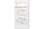 Sirdar Elegant Square Shanked Plastic Buttons, Clear with Glitter, 22mm (pack of 2)
