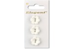 Sirdar Elegant Flower Shaped 2 Hole Plastic Buttons, White, 19mm (pack of 3)