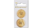 Sirdar Elegant Buttons, 4 Hole Wooden Buttons, Natural Wood, 28mm (pack of 2)