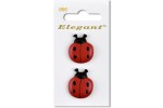 Sirdar Elegant Shanked Ladybird Buttons, Red, 28mm (pack of 2)