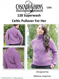 Cascade C201 - Celtic Pullover for Her in 128 Superwash (downloadable PDF)