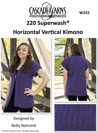 Cascade W243 - Horizontal Vertical Kimono in 220 Superwash (downloadable PDF)
