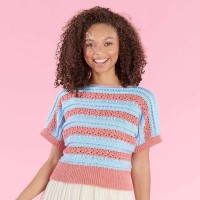 Caron - Striped to a Tee Crochet Pullover in Simply Soft O'Go (downloadable PDF)