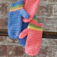 Caron - Crochet Striped Mittens in Simply Soft (downloadable PDF)