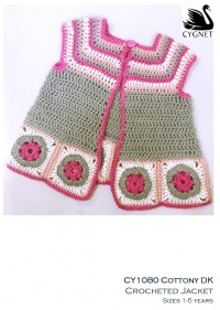Cygnet 1080 - Girls Crocheted Jacket in Cottony DK (downloadable PDF)