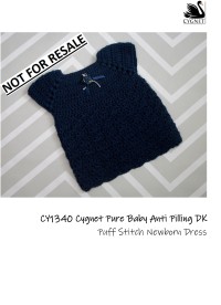 Cygnet 1340 - Puff Stitch Newborn Dress in Pure Baby DK (downloadable PDF)