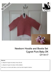 Cygnet 1417 - Newborn Hoodie & Bootie Set in Pure Baby DK (downloadable PDF)