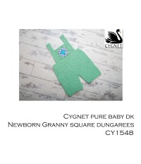 Cygnet 1548 - Newborn Granny Square Dungarees in Pure Baby DK (downloadable PDF)