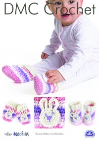 DMC 15349L/2 Crochet Bunny Mittens and Bootees in Natura Medium (Leaflet)